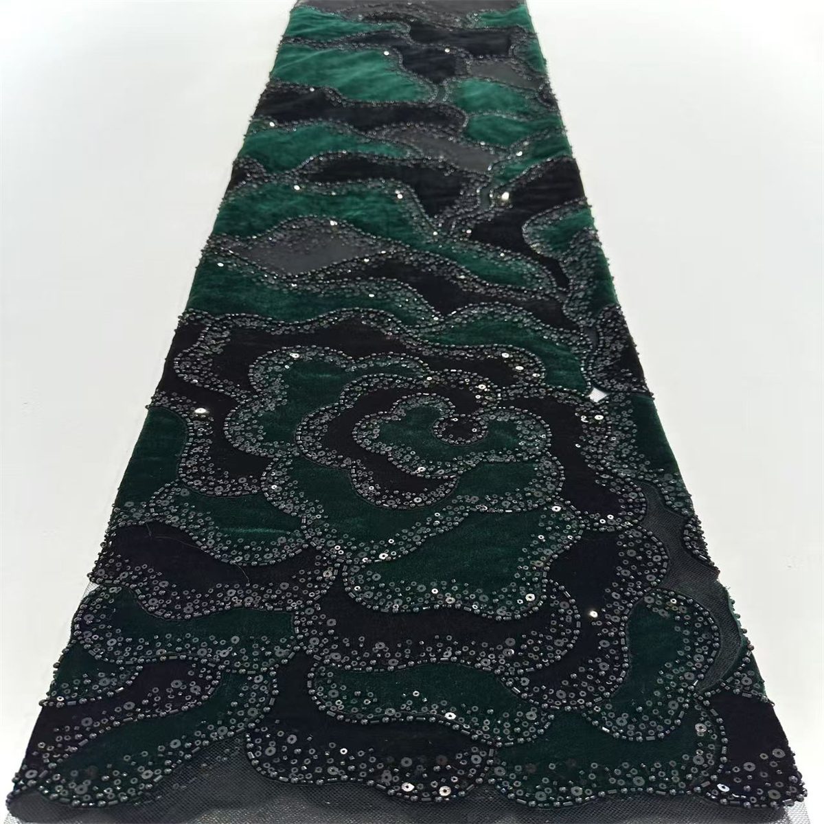5 Yards 3D Floral Pearl Beaded Lace Fabric  – Luxury Party Gown and Evening Dress Material | Love in Lace | NO. HN213