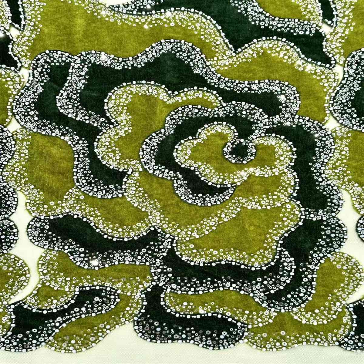 5 Yards 3D Floral Pearl Beaded Lace Fabric  – Luxury Party Gown and Evening Dress Material | Love in Lace | NO. HN213