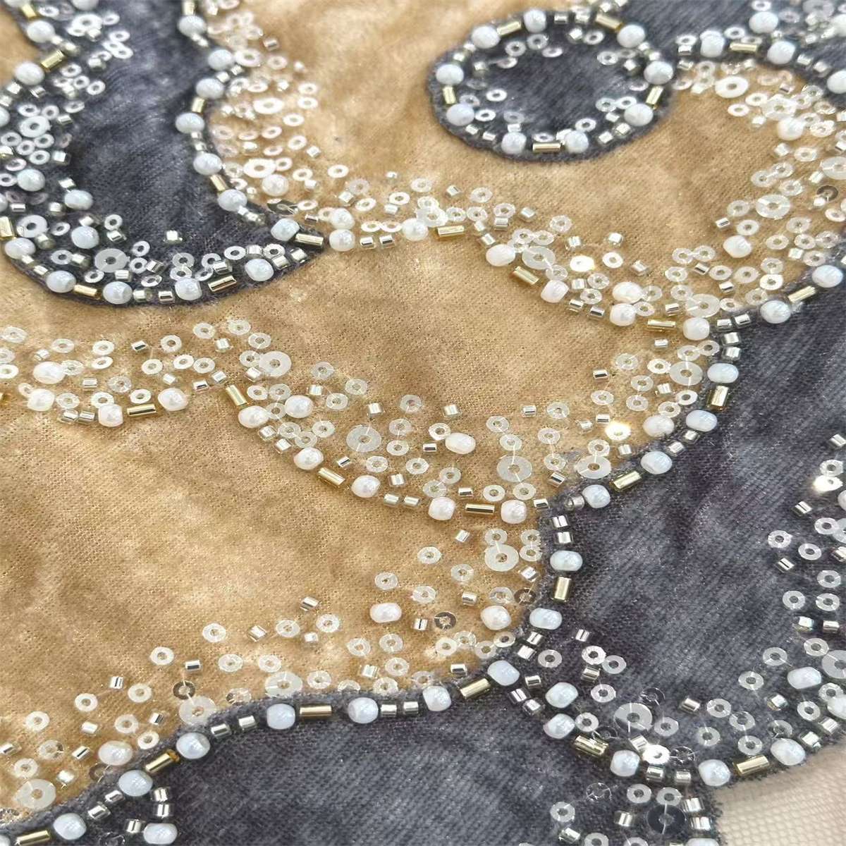 5 Yards 3D Floral Pearl Beaded Lace Fabric  – Luxury Party Gown and Evening Dress Material | Love in Lace | NO. HN213