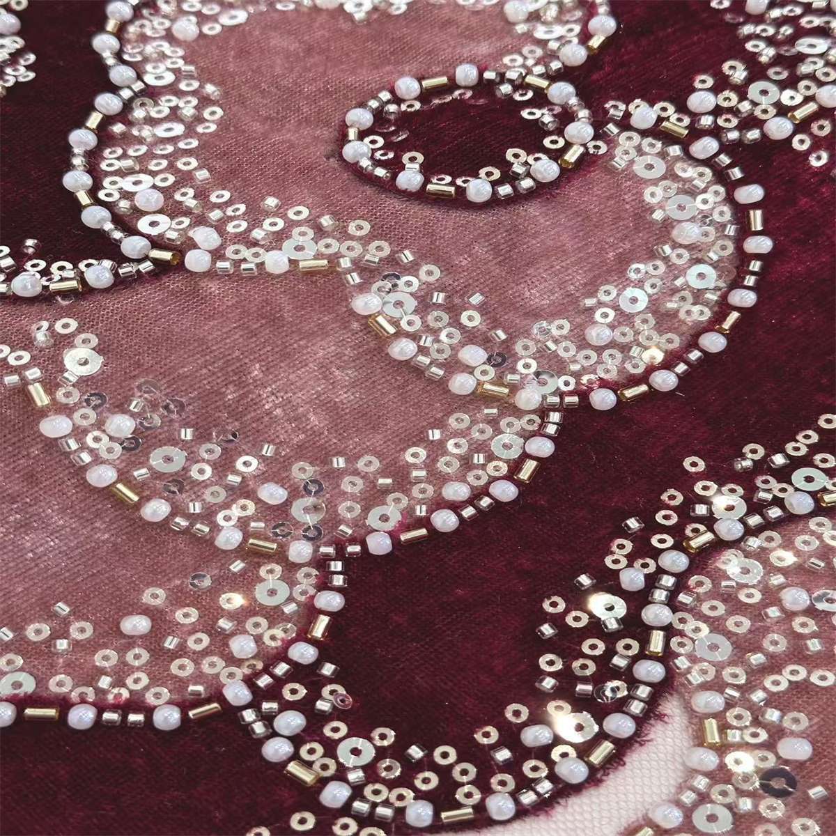5 Yards 3D Floral Pearl Beaded Lace Fabric  – Luxury Party Gown and Evening Dress Material | Love in Lace | NO. HN213