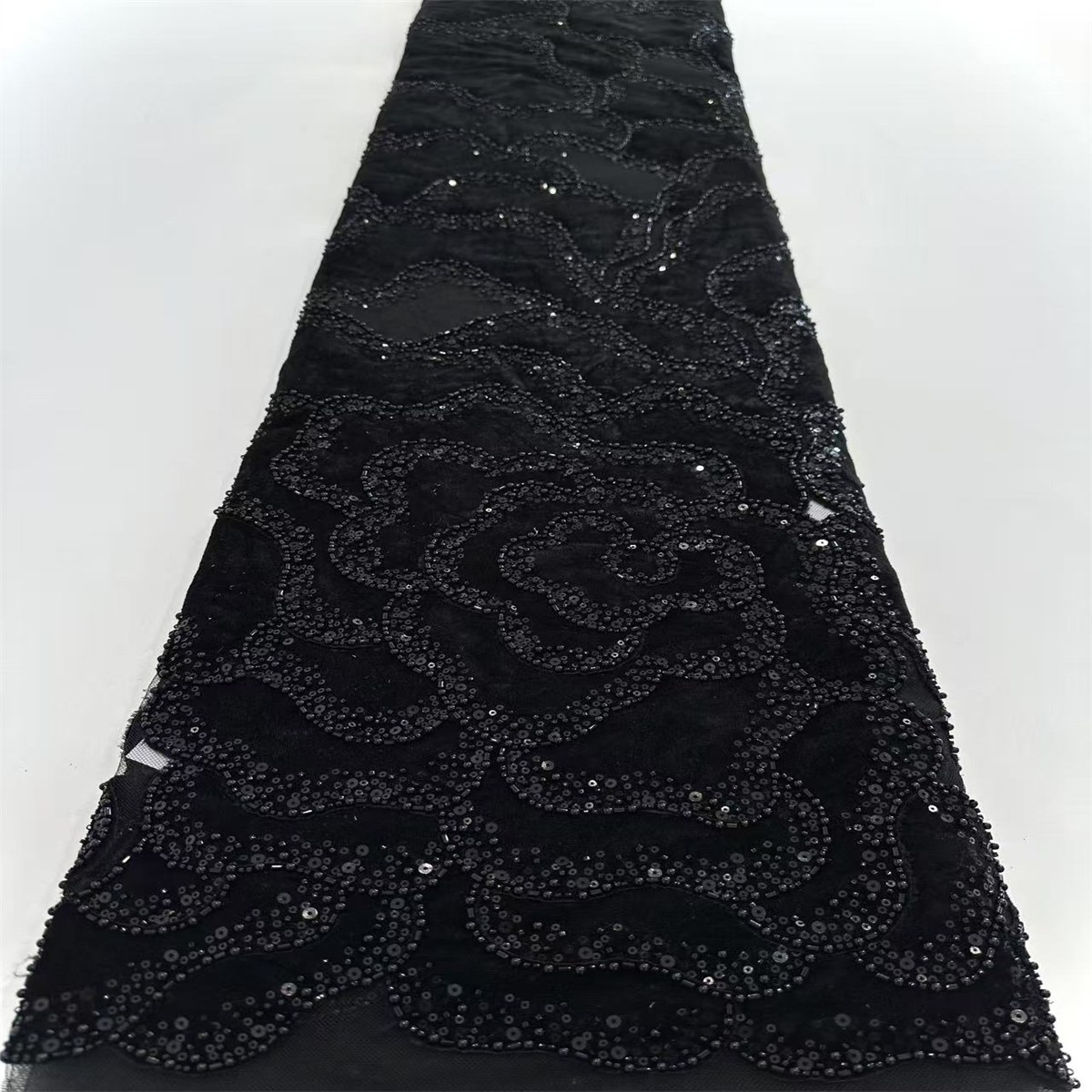5 Yards 3D Floral Pearl Beaded Lace Fabric  – Luxury Party Gown and Evening Dress Material | Love in Lace | NO. HN213