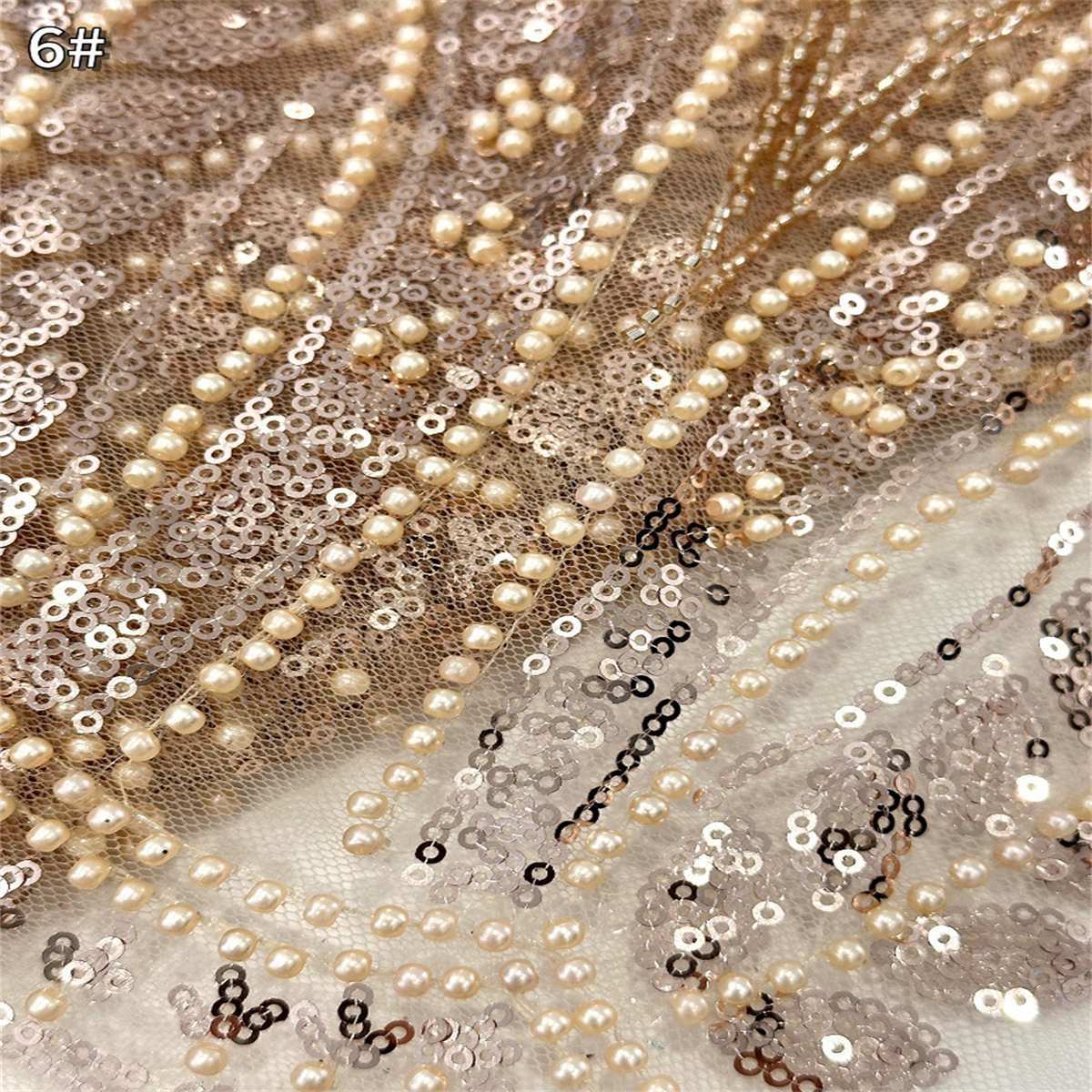 5 Yards Pearl Beaded Lace Fabric — Luxury Wedding, Bridal, Party Gown and Evening Dress Material | Love in Lace | NO. HN263