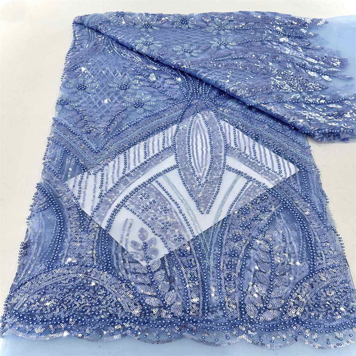 5 Yards Pearl Beaded Lace Fabric — Luxury Wedding, Bridal, Party Gown and Evening Dress Material | Love in Lace | NO. HN263