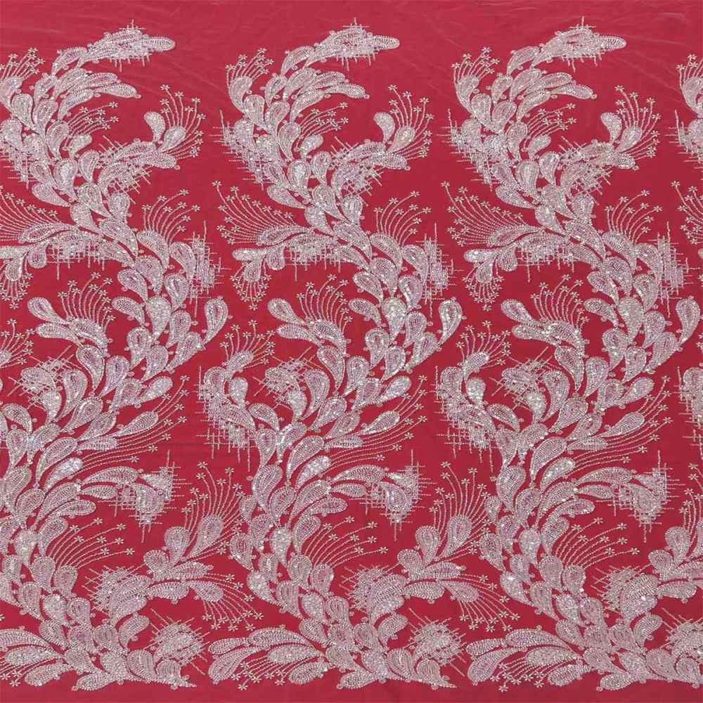 5 Yards Crystal Beaded Lace Fabric – Luxury Wedding, Bridal, Party Gown and Evening Dress Material | Love in Lace | NO. HN279