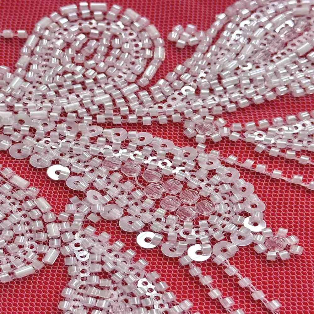 5 Yards Crystal Beaded Lace Fabric – Luxury Wedding, Bridal, Party Gown and Evening Dress Material | Love in Lace | NO. HN279