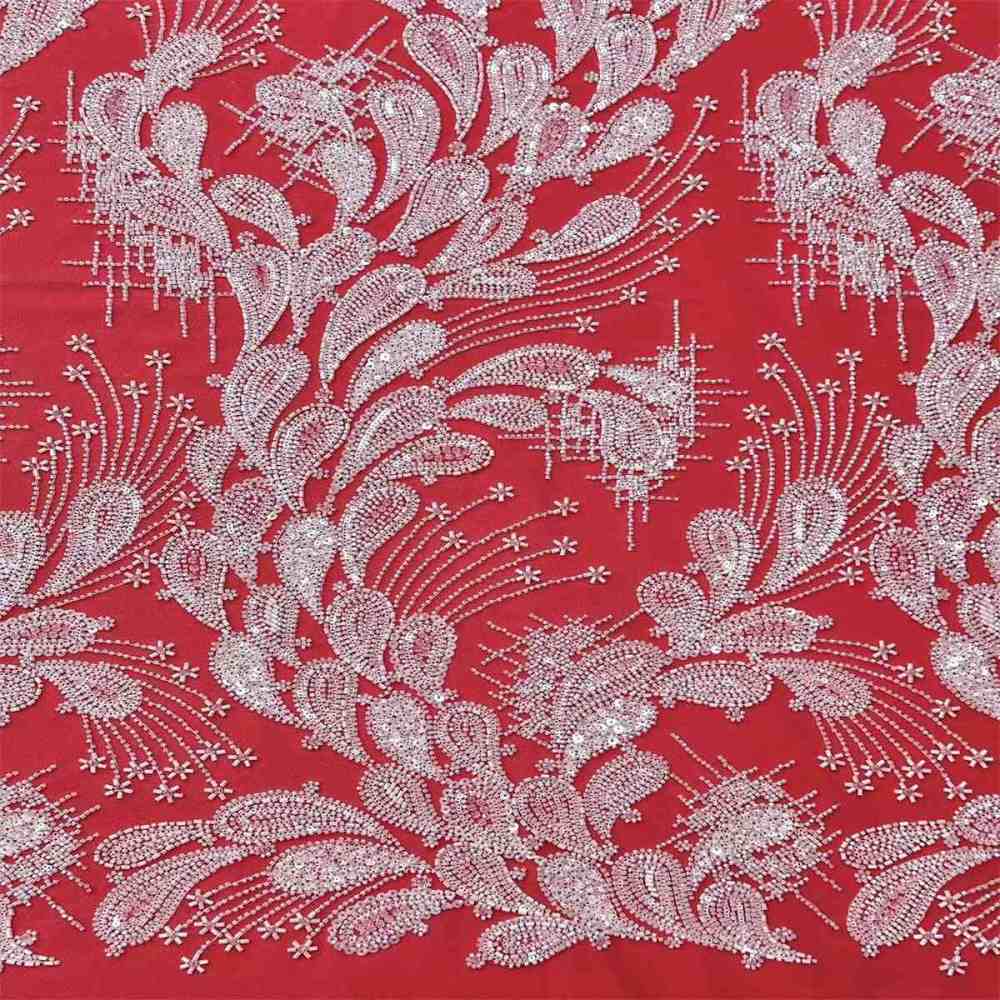 5 Yards Crystal Beaded Lace Fabric – Luxury Wedding, Bridal, Party Gown and Evening Dress Material | Love in Lace | NO. HN279