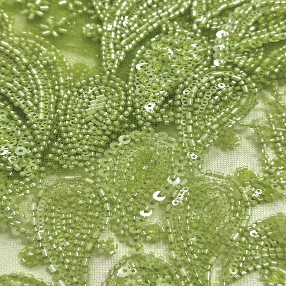5 Yards Crystal Beaded Lace Fabric – Luxury Wedding, Bridal, Party Gown and Evening Dress Material | Love in Lace | NO. HN279