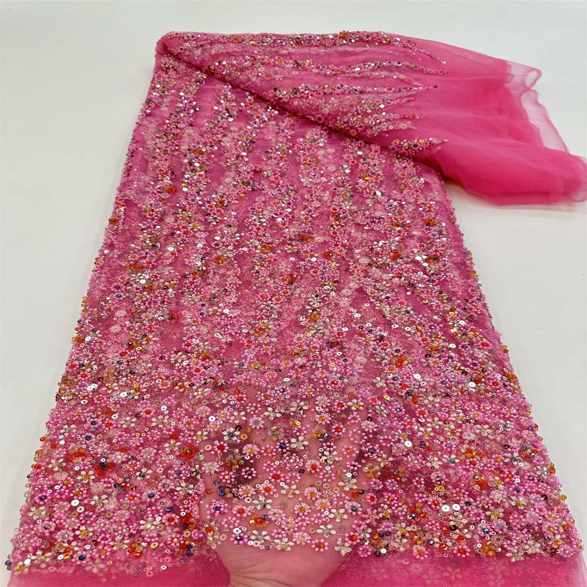 5 Yards Beaded Lace Fabric – Luxury Party Gown and Evening Dress Material | Love in Lace | NO. JJ036