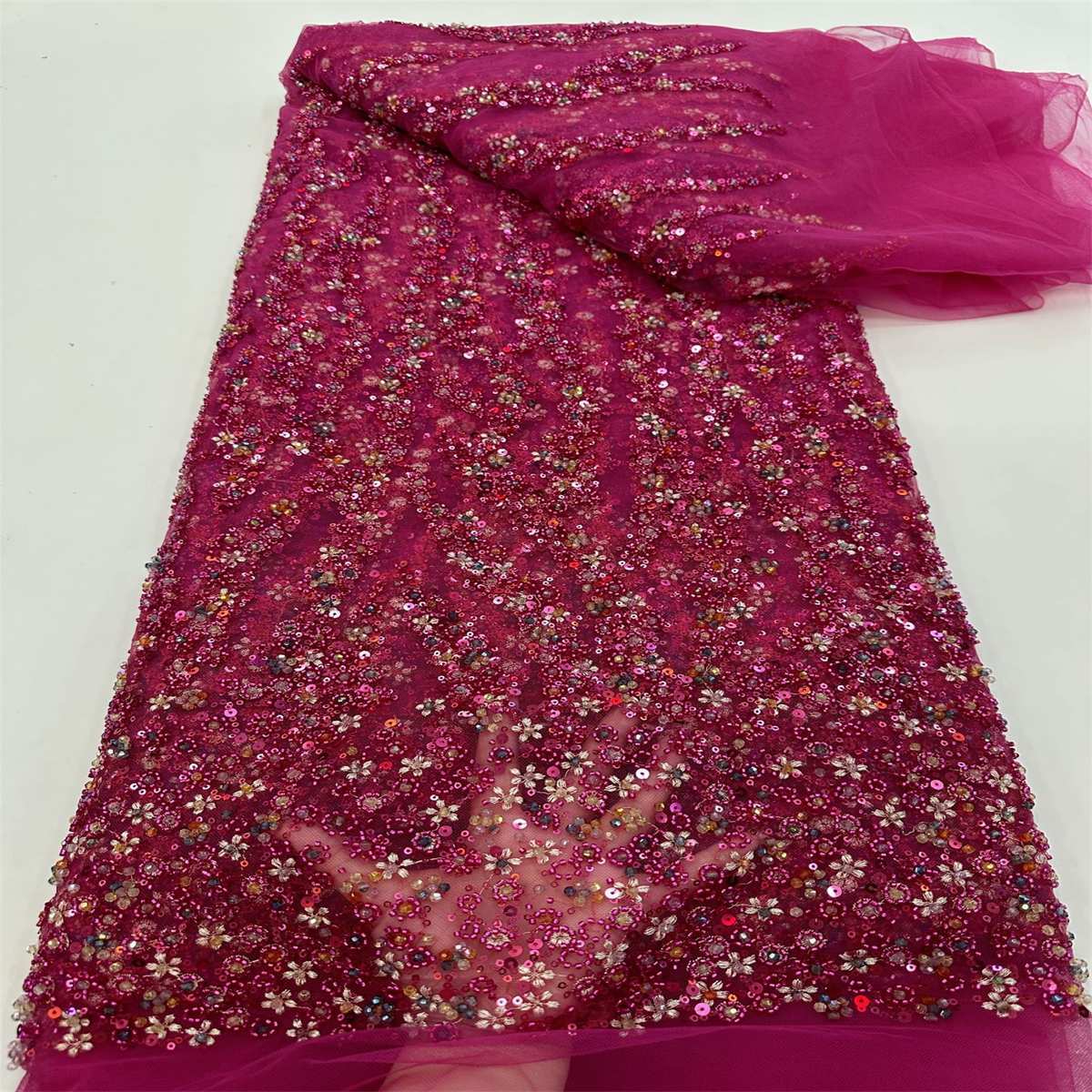 5 Yards Beaded Lace Fabric – Luxury Party Gown and Evening Dress Material | Love in Lace | NO. JJ036