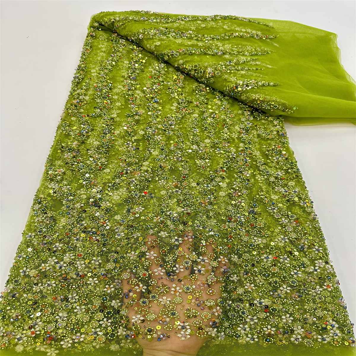 5 Yards Beaded Lace Fabric – Luxury Party Gown and Evening Dress Material | Love in Lace | NO. JJ036