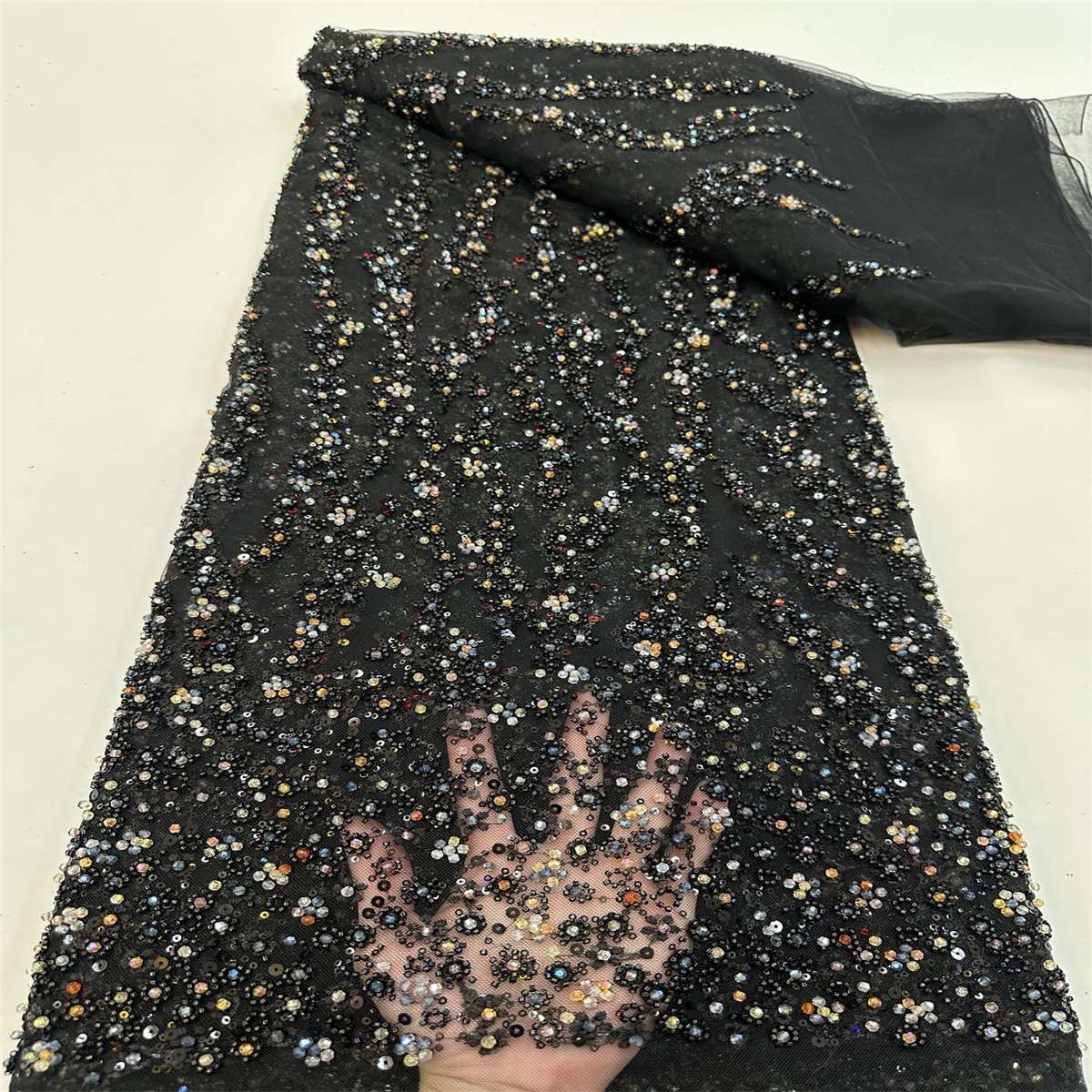 5 Yards Beaded Lace Fabric – Luxury Party Gown and Evening Dress Material | Love in Lace | NO. JJ036