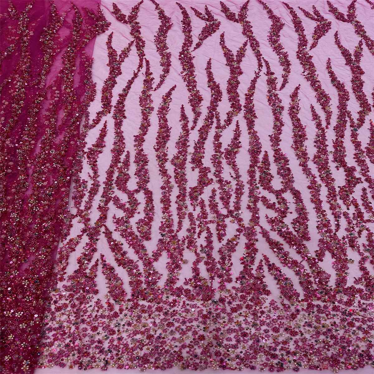 5 Yards Beaded Lace Fabric – Luxury Party Gown and Evening Dress Material | Love in Lace | NO. JJ036