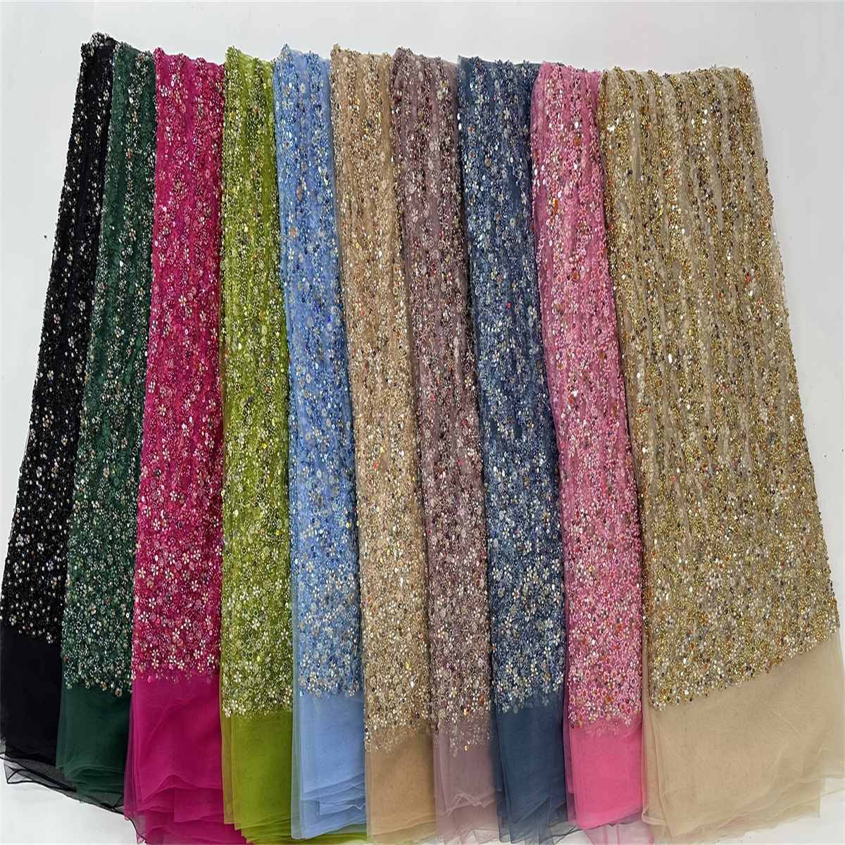 5 Yards Beaded Lace Fabric – Luxury Party Gown and Evening Dress Material | Love in Lace | NO. JJ036