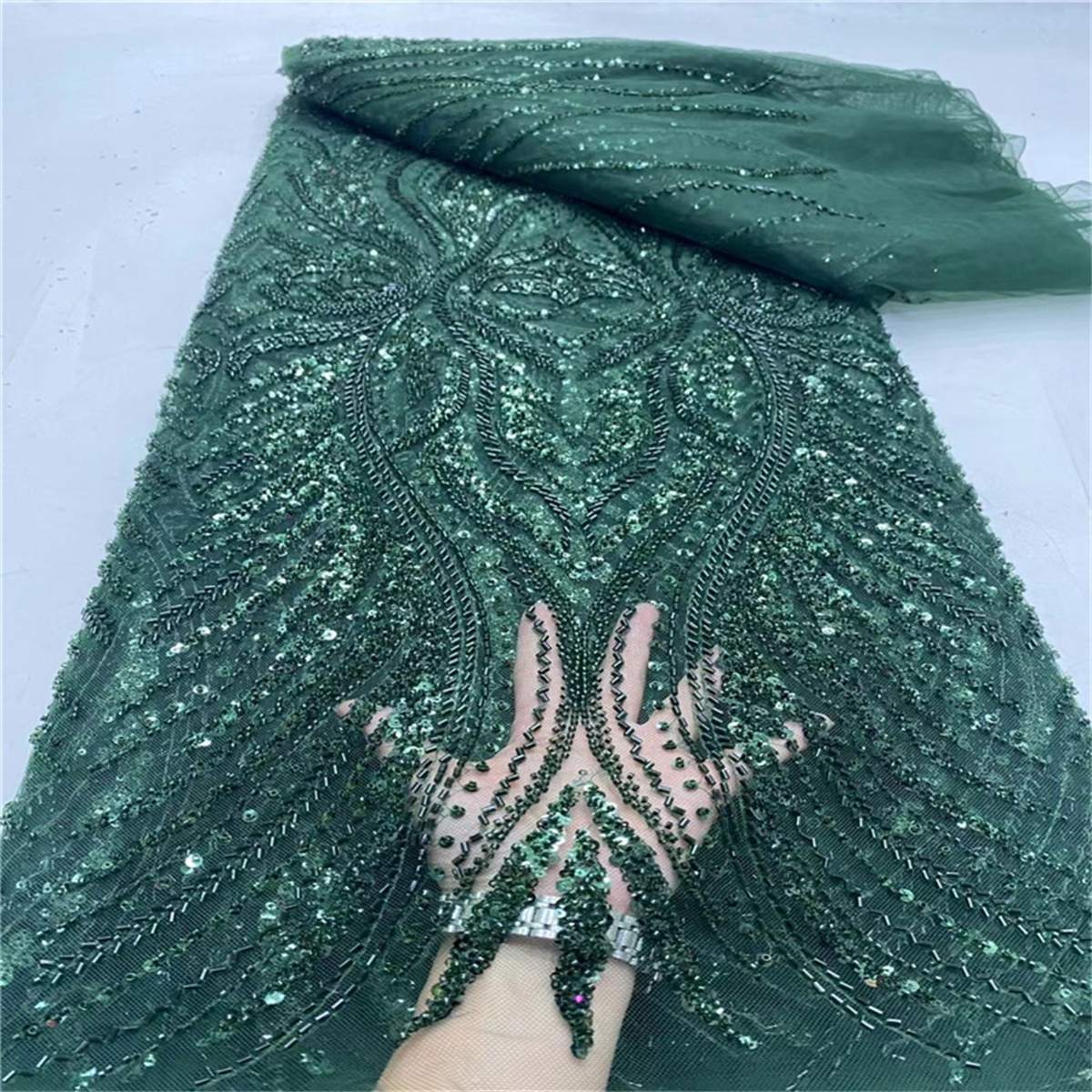 Beaded Tulle Fabric - 5 Yards | STN JLT066