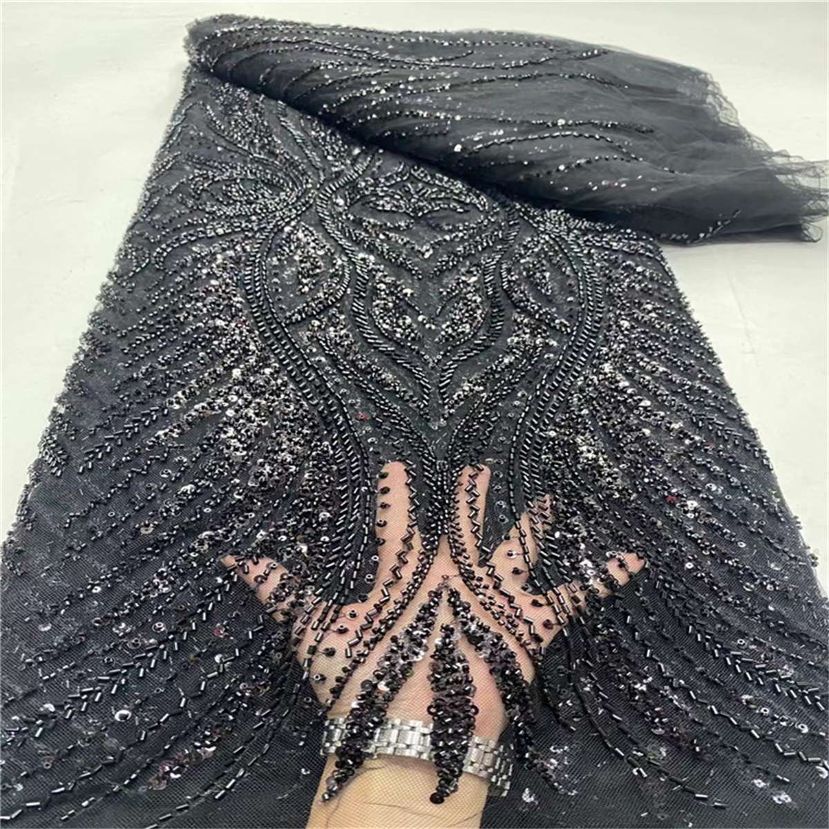 Beaded Tulle Fabric - 5 Yards | STN JLT066