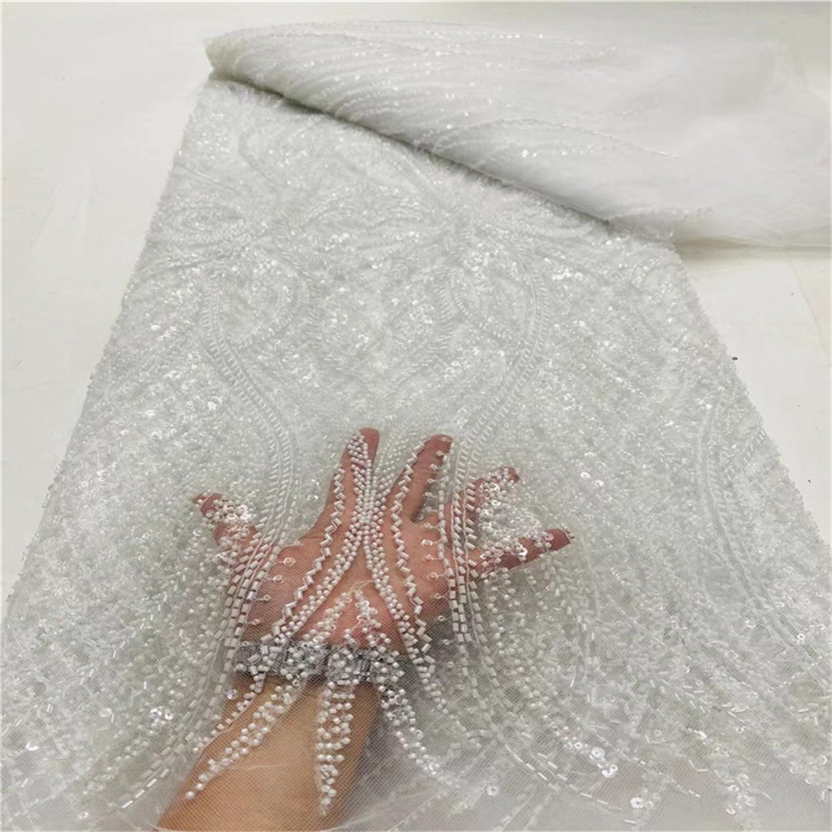 Beaded Tulle Fabric - 5 Yards | STN JLT066