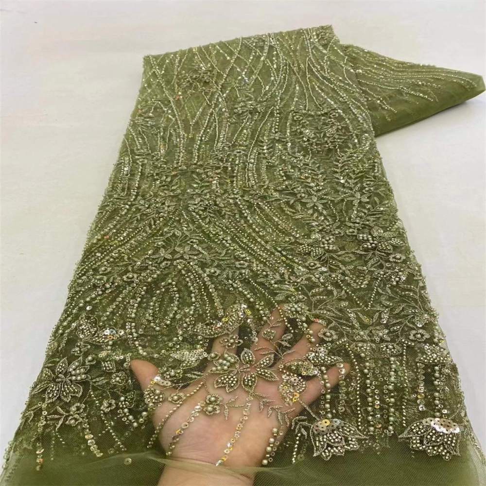 5 Yards Pearl Beaded Lace Fabric – Luxury Wedding, Bridal, Party Gown and Evening Dress Material | Love in Lace | NO. JX158