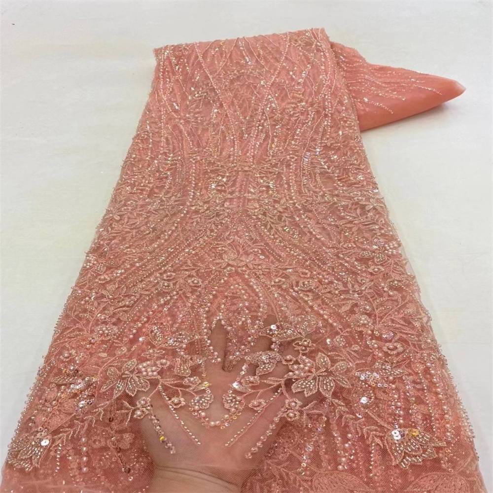 5 Yards Pearl Beaded Lace Fabric – Luxury Wedding, Bridal, Party Gown and Evening Dress Material | Love in Lace | NO. JX158