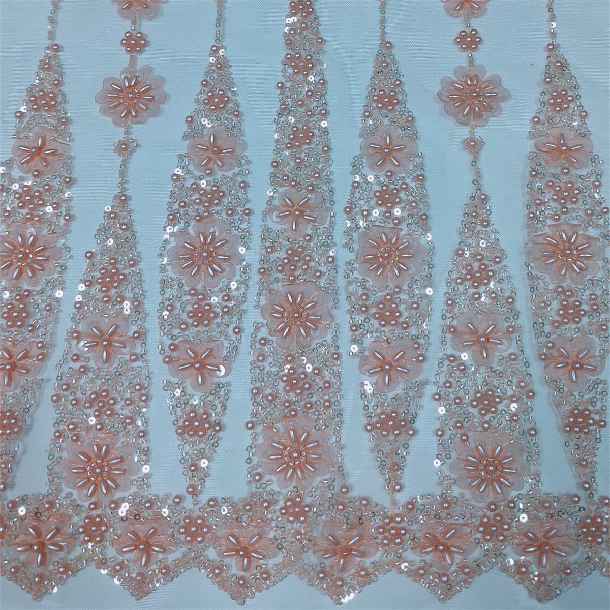 5 Yards 3D Floral Pearl Beaded Lace Fabric – Luxury Wedding, Bridal, Party Gown and Evening Dress Material | Love in Lace | NO. JX409