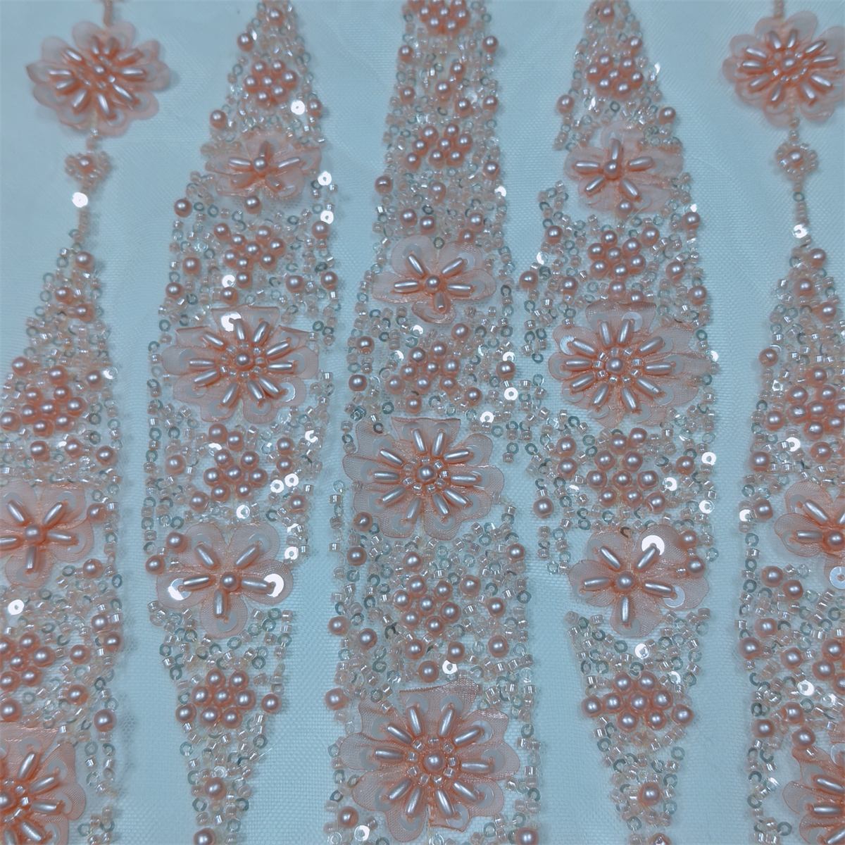 5 Yards 3D Floral Pearl Beaded Lace Fabric – Luxury Wedding, Bridal, Party Gown and Evening Dress Material | Love in Lace | NO. JX409