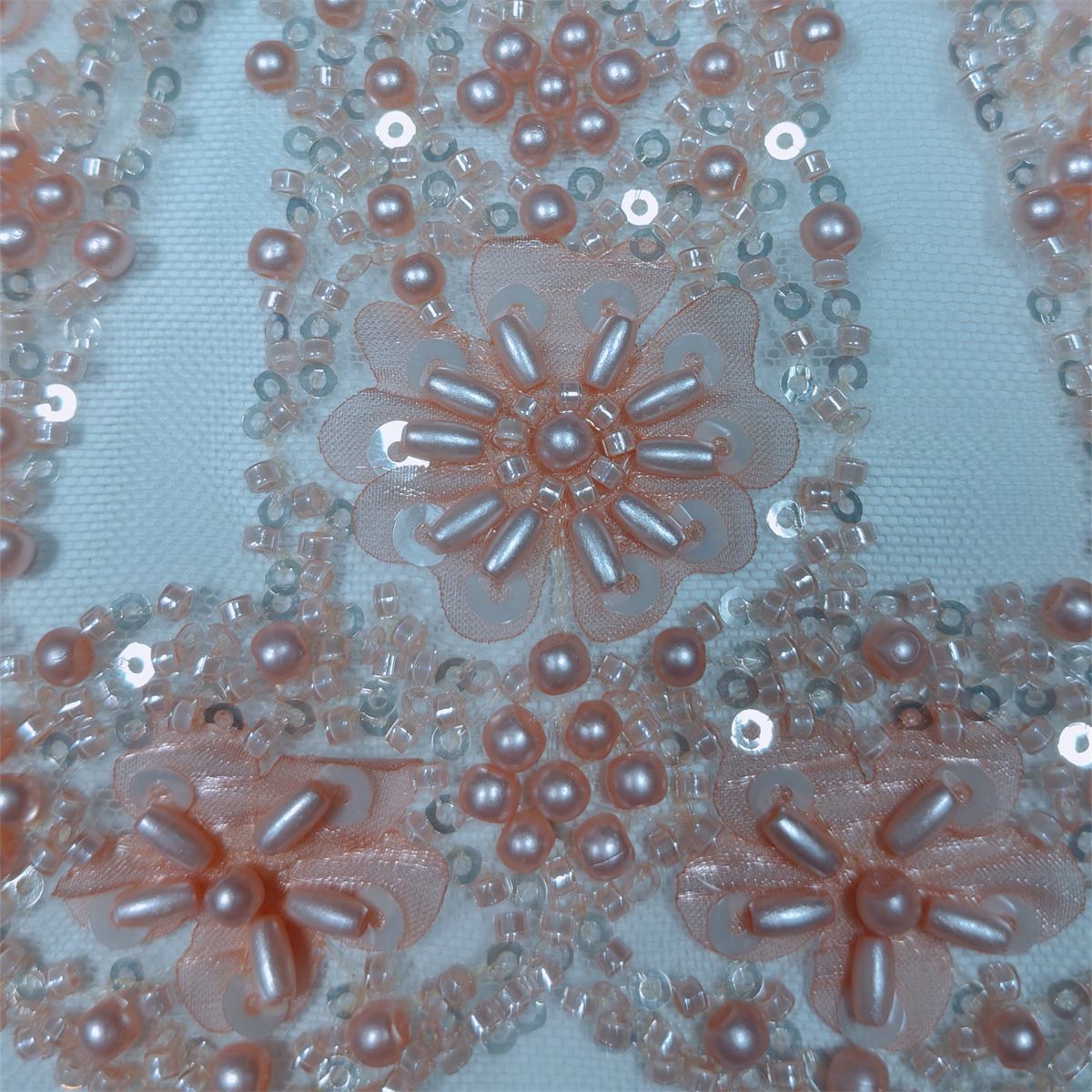 5 Yards 3D Floral Pearl Beaded Lace Fabric – Luxury Wedding, Bridal, Party Gown and Evening Dress Material | Love in Lace | NO. JX409