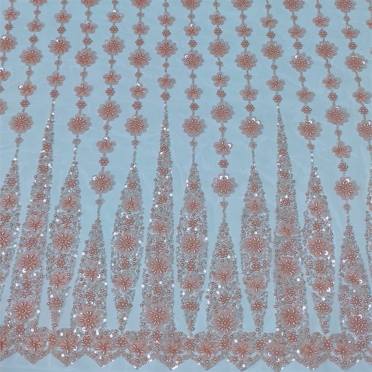 5 Yards 3D Floral Pearl Beaded Lace Fabric – Luxury Wedding, Bridal, Party Gown and Evening Dress Material | Love in Lace | NO. JX409