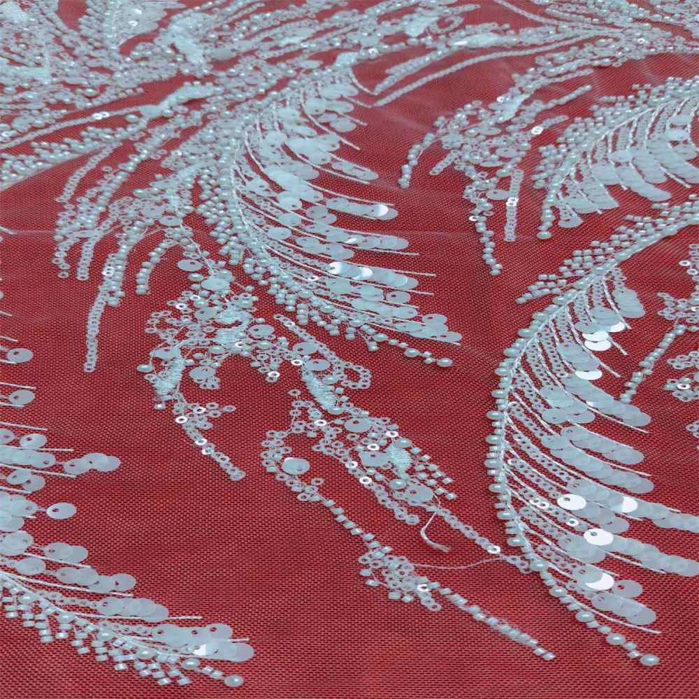 1 Yard Pearl Beaded Bridal Lace Fabric – Luxury Wedding Gown and Bridal Dress Material | Love in Lace | NO. RX068