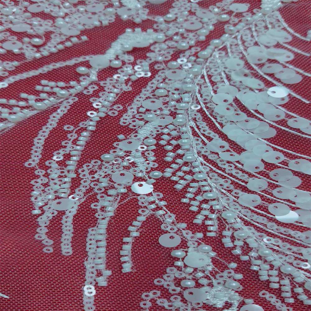 1 Yard Pearl Beaded Bridal Lace Fabric – Luxury Wedding Gown and Bridal Dress Material | Love in Lace | NO. RX068