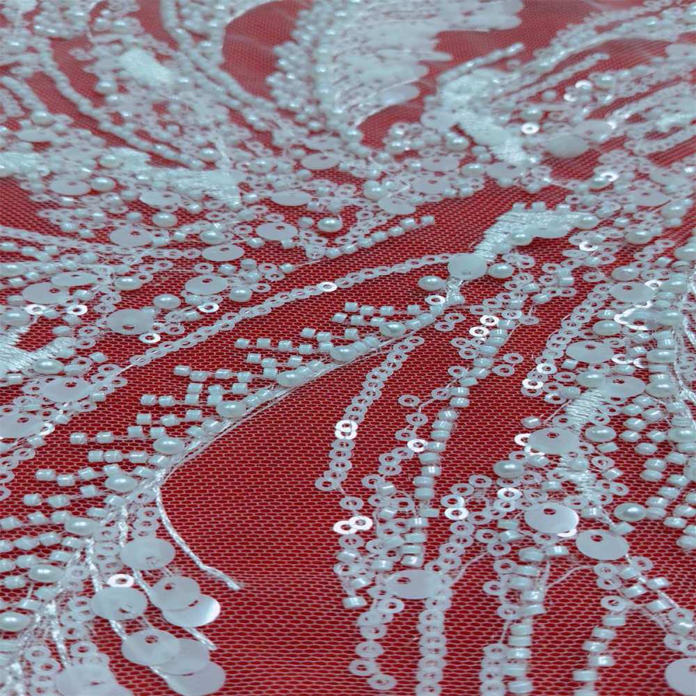 1 Yard Pearl Beaded Bridal Lace Fabric – Luxury Wedding Gown and Bridal Dress Material | Love in Lace | NO. RX068