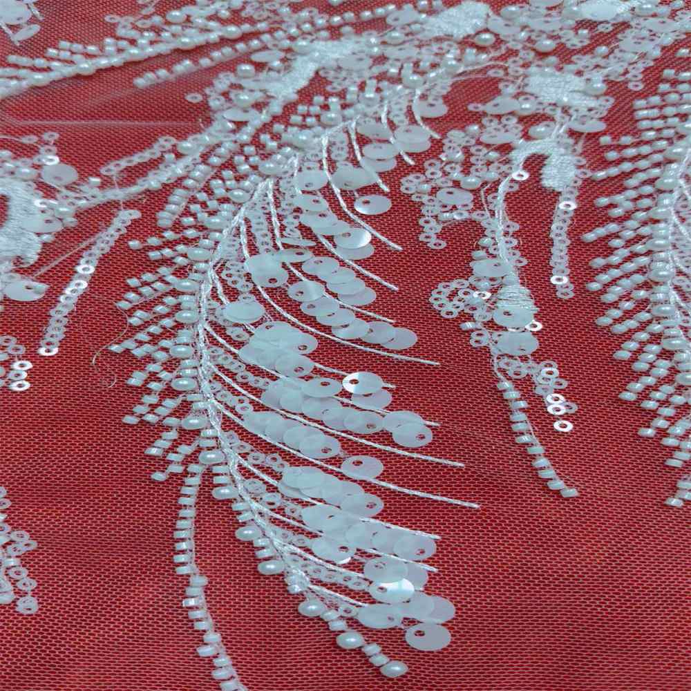 1 Yard Pearl Beaded Bridal Lace Fabric – Luxury Wedding Gown and Bridal Dress Material | Love in Lace | NO. RX068