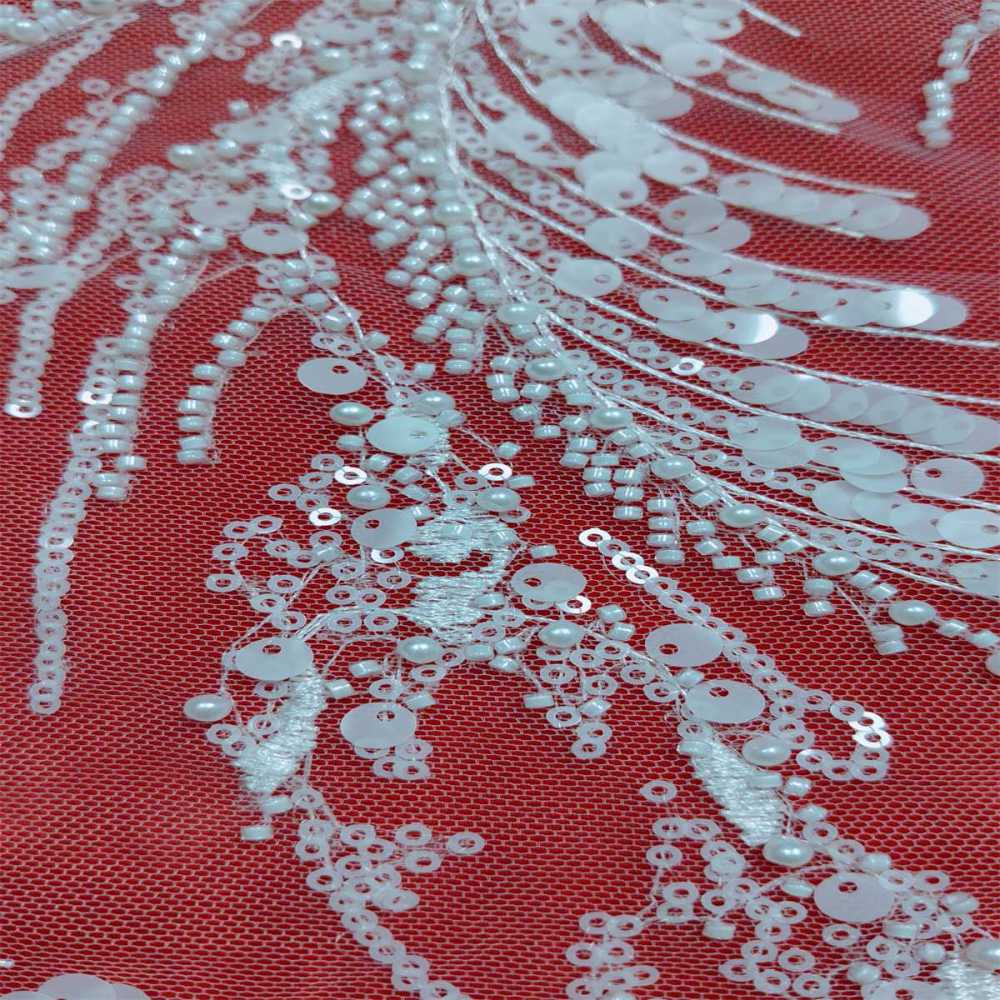 1 Yard Pearl Beaded Bridal Lace Fabric – Luxury Wedding Gown and Bridal Dress Material | Love in Lace | NO. RX068