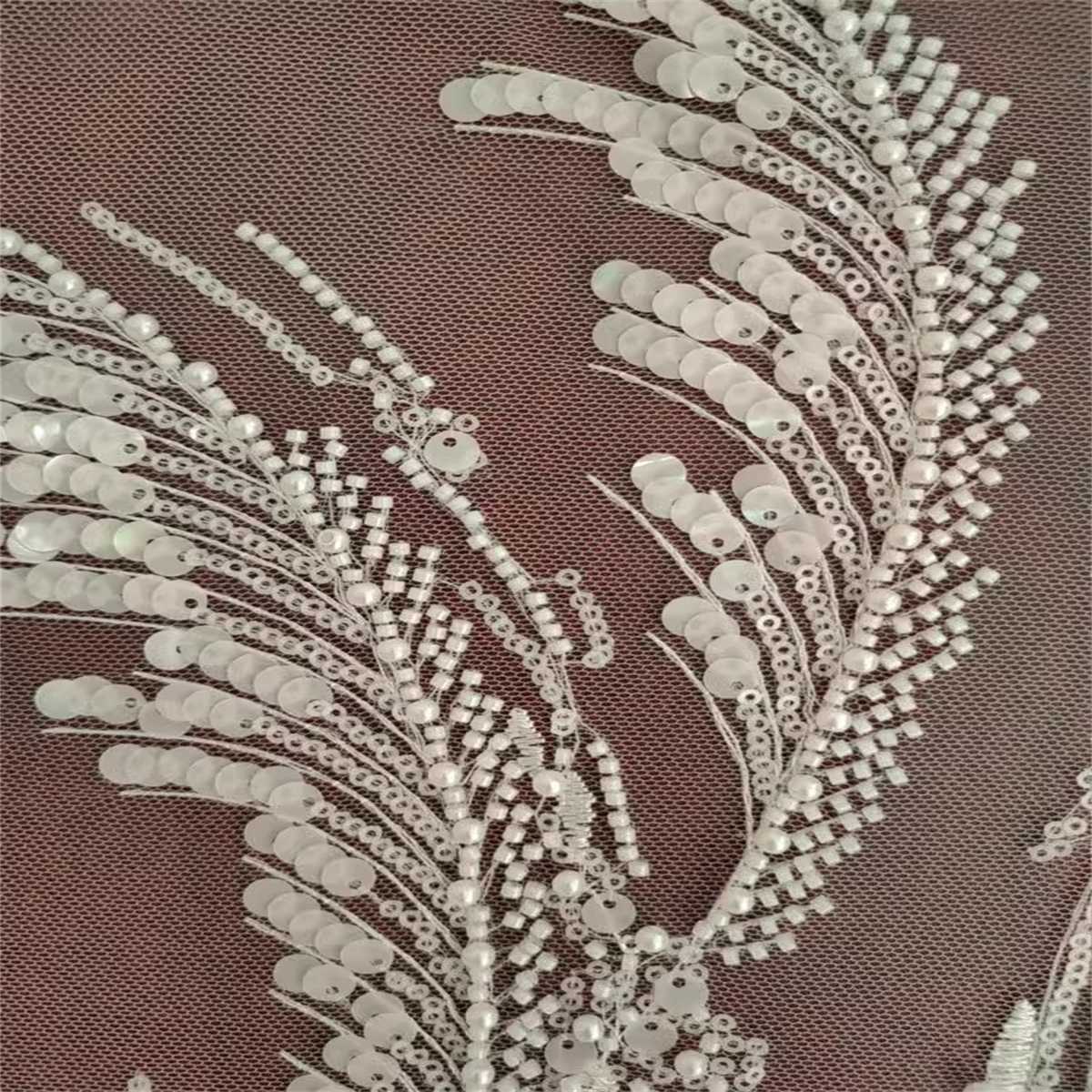 1 Yard Pearl Beaded Bridal Lace Fabric – Luxury Wedding Gown and Bridal Dress Material | Love in Lace | NO. RX068