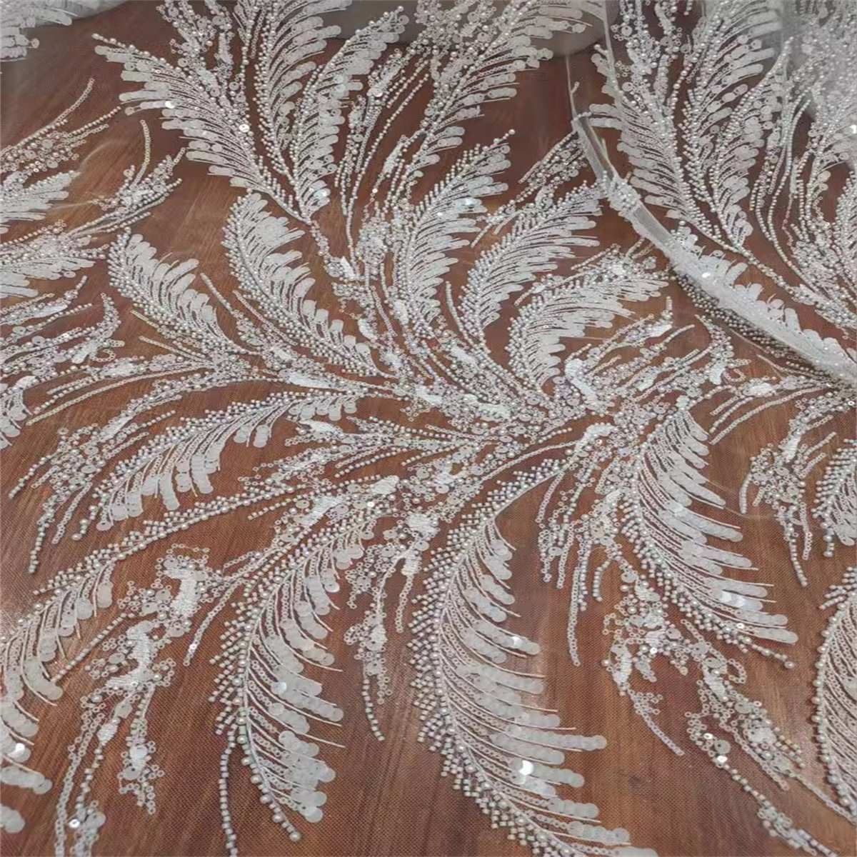1 Yard Pearl Beaded Bridal Lace Fabric – Luxury Wedding Gown and Bridal Dress Material | Love in Lace | NO. RX068