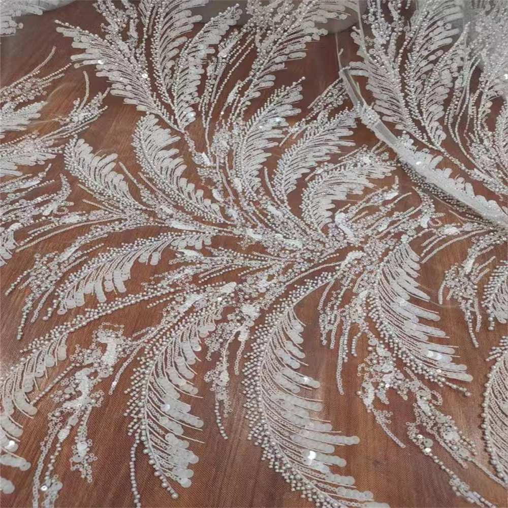 1 Yard Pearl Beaded Bridal Lace Fabric – Luxury Wedding Gown and Bridal Dress Material | Love in Lace | NO. RX068