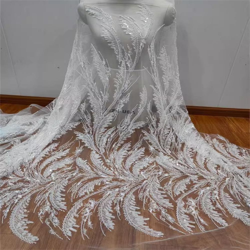 1 Yard Pearl Beaded Bridal Lace Fabric – Luxury Wedding Gown and Bridal Dress Material | Love in Lace | NO. RX068