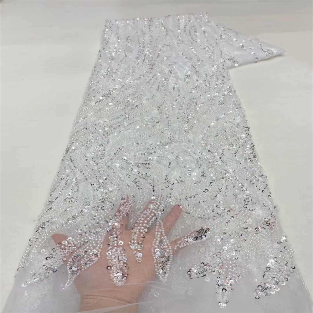 5 Yards Beaded Lace Fabric – Luxury Wedding, Bridal, Party Gown and Evening Dress Material | Love in Lace | NO. ZT152
