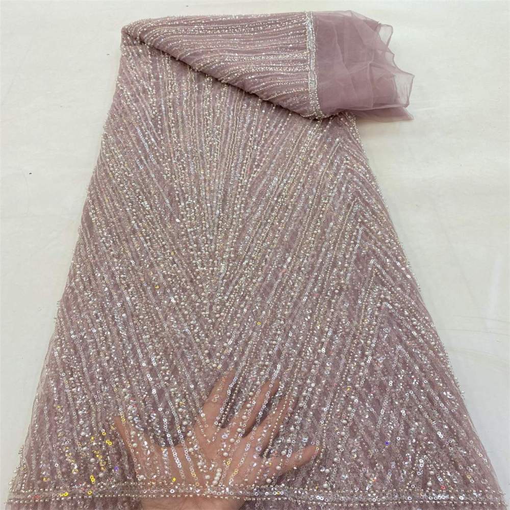 5 Yards Pearl Beaded Lace Fabric – Luxury Wedding, Bridal, Party Gown and Evening Dress Material | Love in Lace