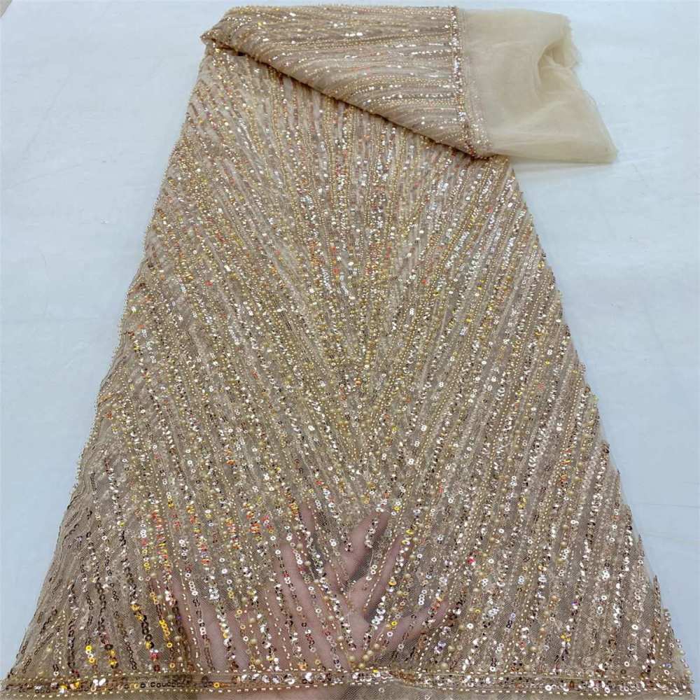 5 Yards Pearl Beaded Lace Fabric – Luxury Wedding, Bridal, Party Gown and Evening Dress Material | Love in Lace