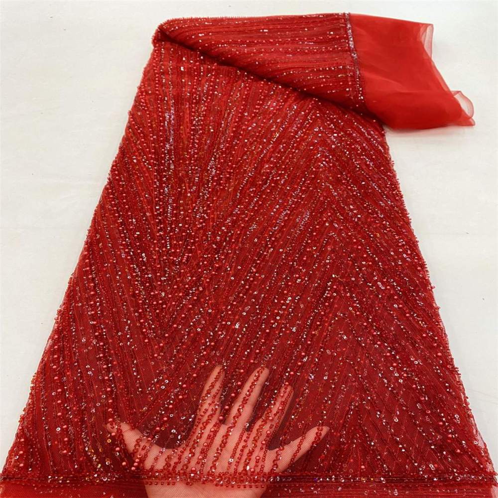 5 Yards Pearl Beaded Lace Fabric – Luxury Wedding, Bridal, Party Gown and Evening Dress Material | Love in Lace