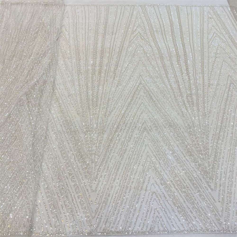5 Yards Pearl Beaded Lace Fabric – Luxury Wedding, Bridal, Party Gown and Evening Dress Material | Love in Lace