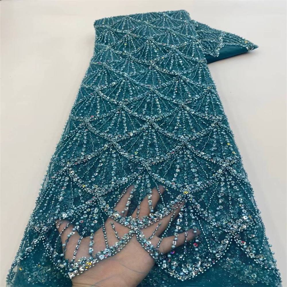 5 Yards Pearl Beaded Lace Fabric