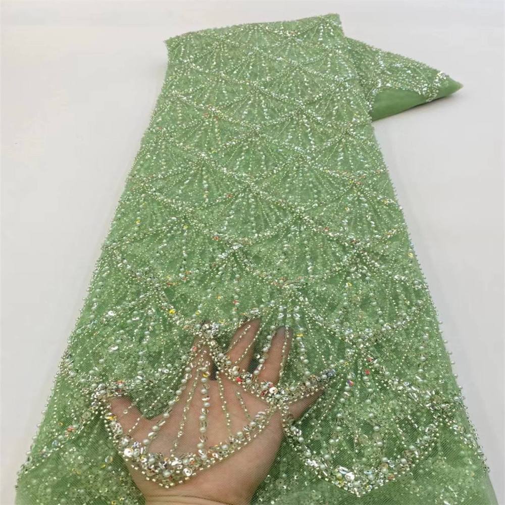 5 Yards Pearl Beaded Lace Fabric
