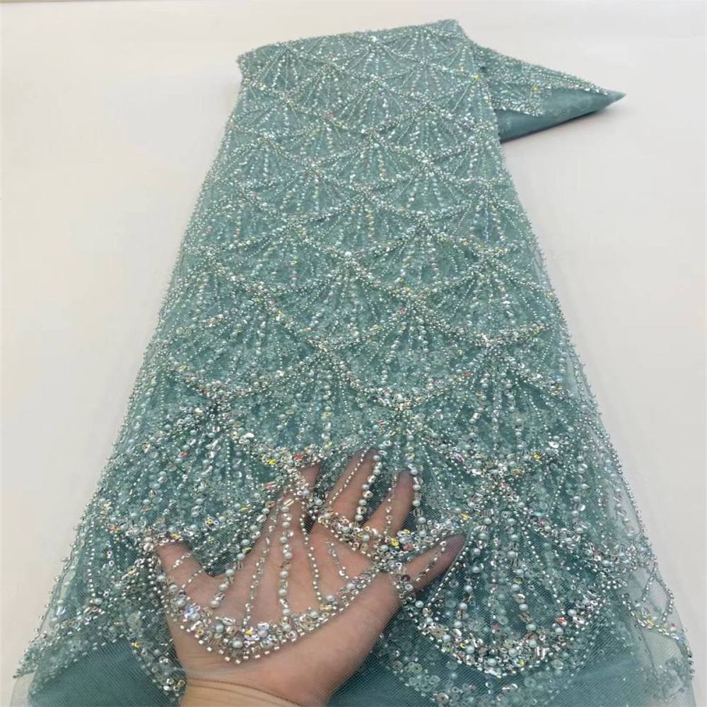 5 Yards Pearl Beaded Lace Fabric