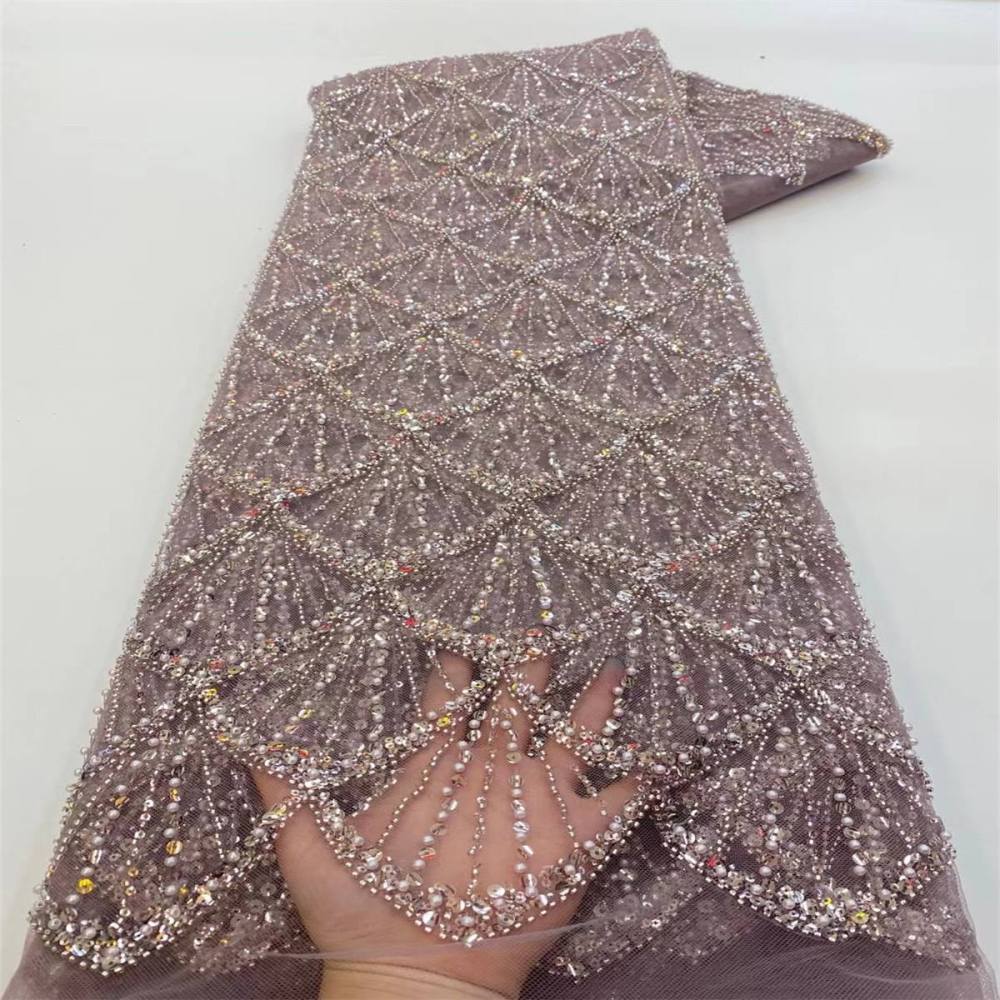 5 Yards Pearl Beaded Lace Fabric