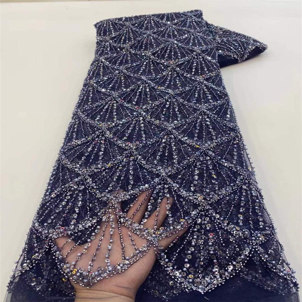 5 Yards Pearl Beaded Lace Fabric