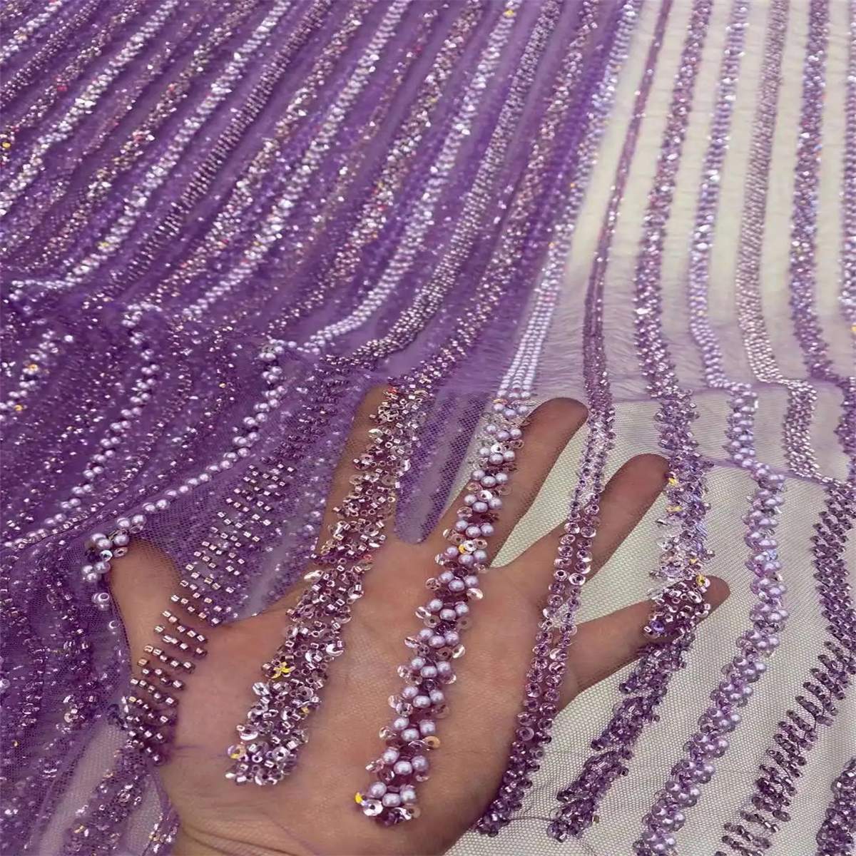5 Yards Beaded Lace Fabric for Dresses & Gowns – Wedding & Bridal Lace Material | Love in Lace | NO. JX016