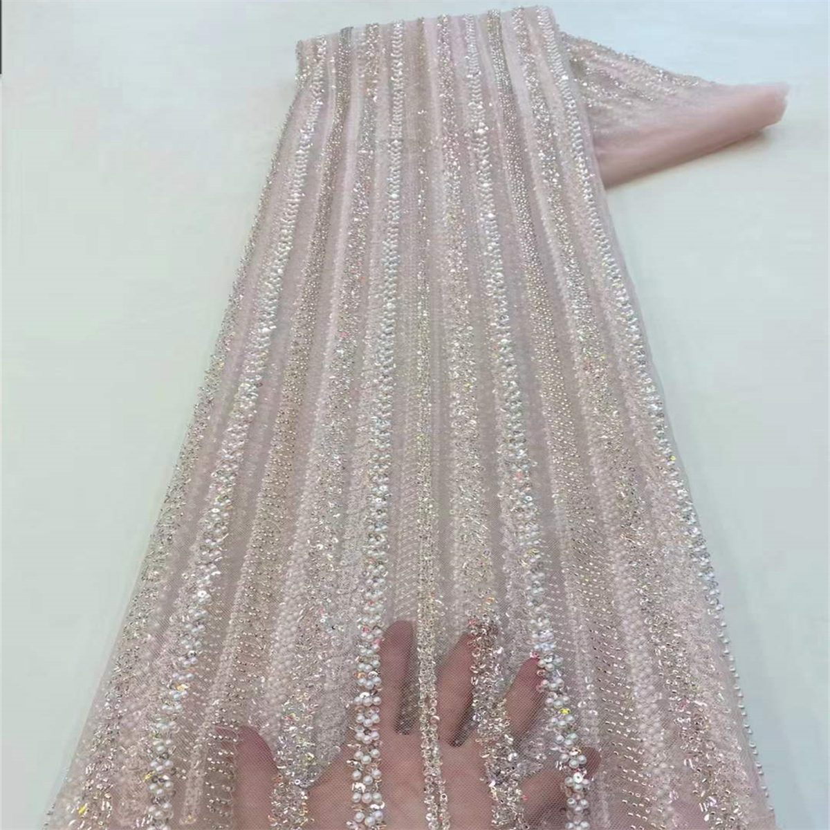 5 Yards Beaded Lace Fabric for Dresses & Gowns – Wedding & Bridal Lace Material | Love in Lace | NO. JX016