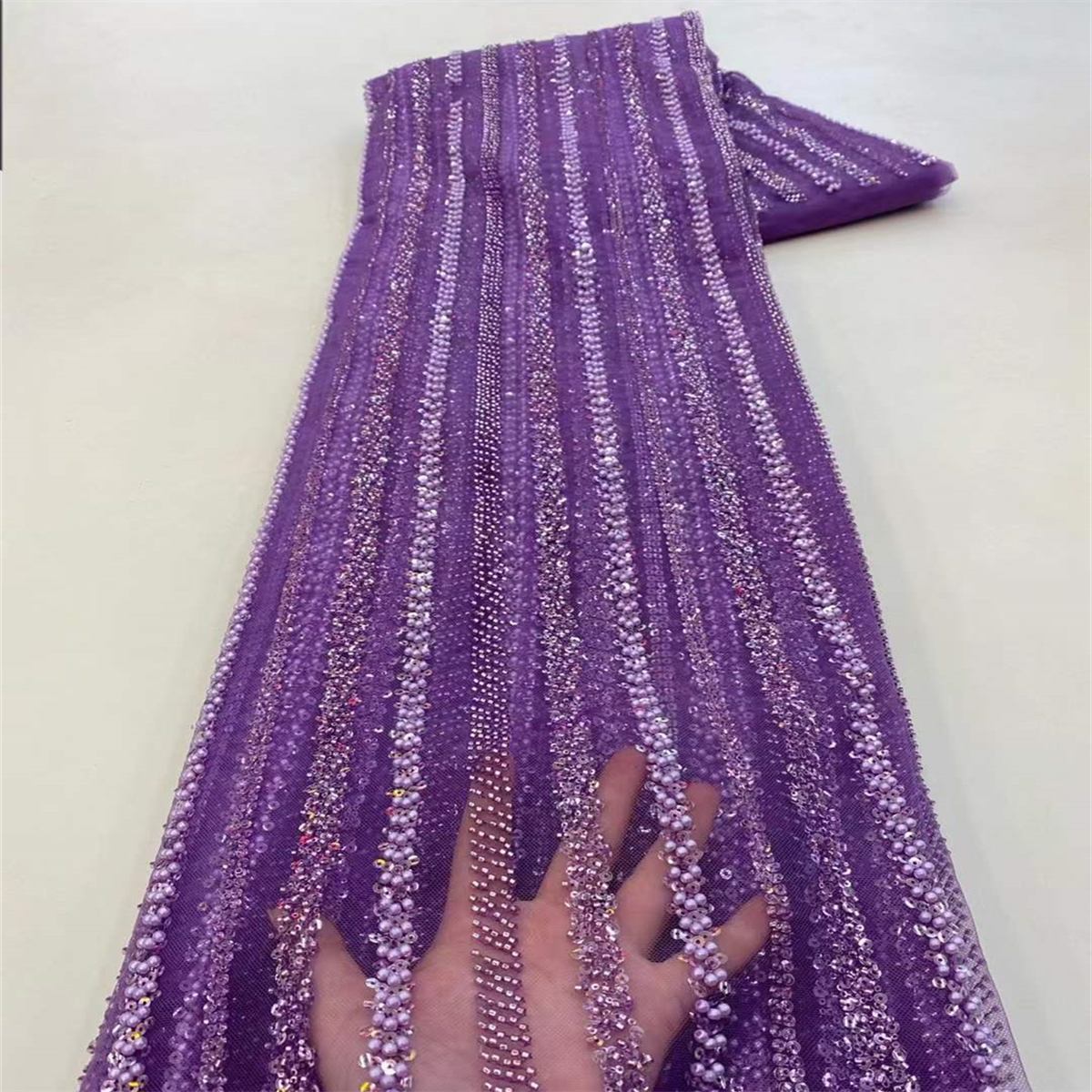 5 Yards Beaded Lace Fabric for Dresses & Gowns – Wedding & Bridal Lace Material | Love in Lace | NO. JX016