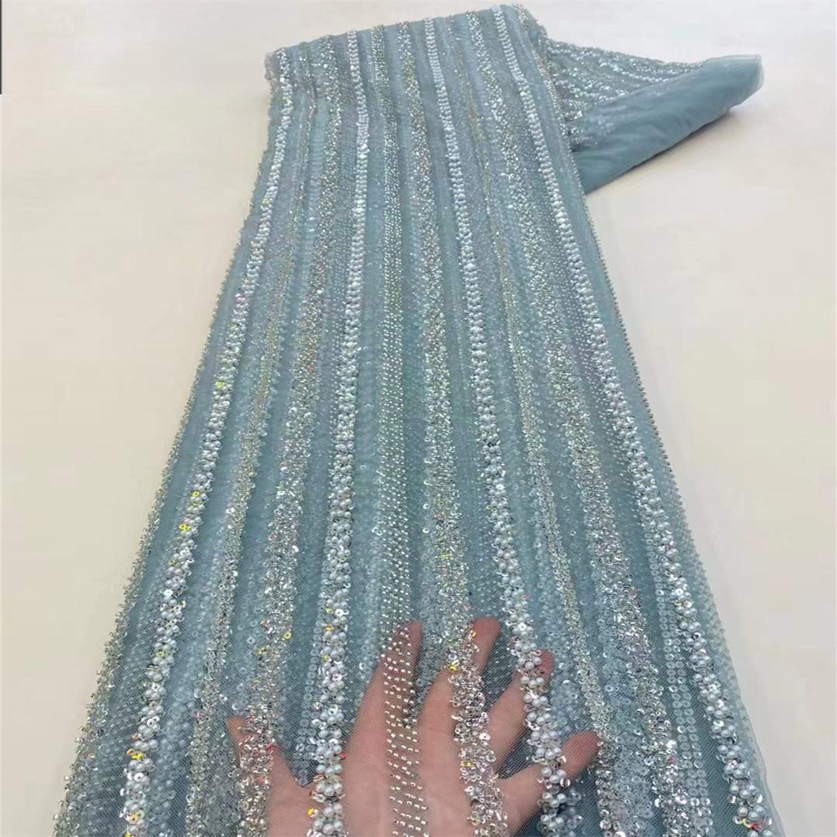 5 Yards Beaded Lace Fabric for Dresses & Gowns – Wedding & Bridal Lace Material | Love in Lace | NO. JX016