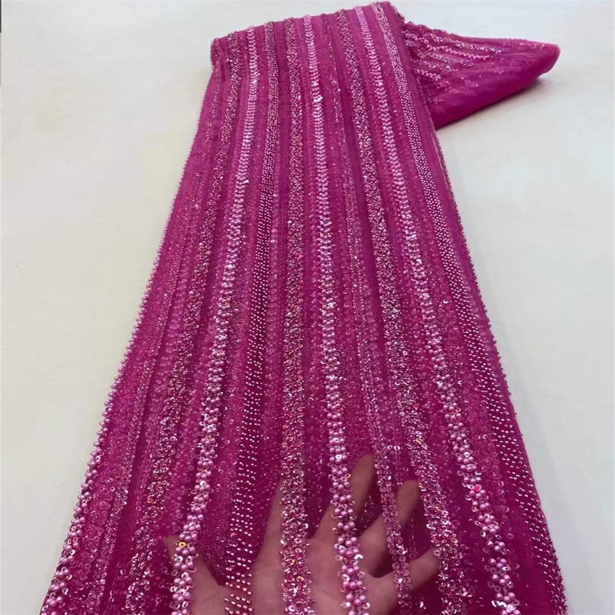 5 Yards Beaded Lace Fabric for Dresses & Gowns – Wedding & Bridal Lace Material | Love in Lace | NO. JX016